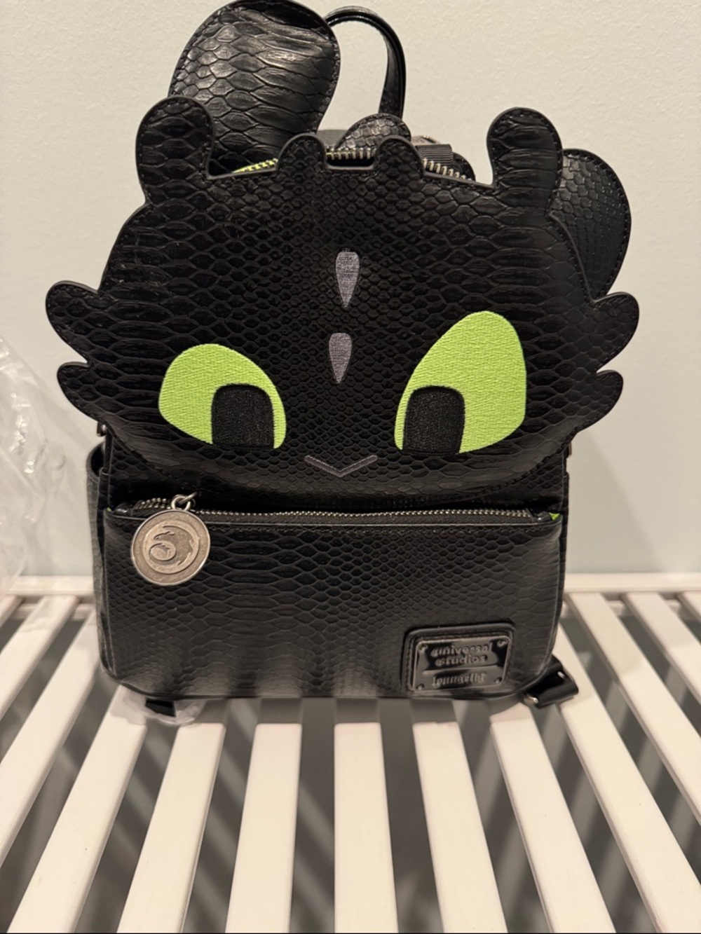Loungefly Universal Studios Black Toothless Backpack with Lime Eyes